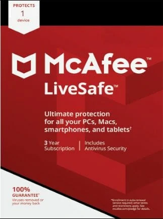 McAfee Livesafe | רישיון למכשיר אחד ל-3 שנים - DGKeys