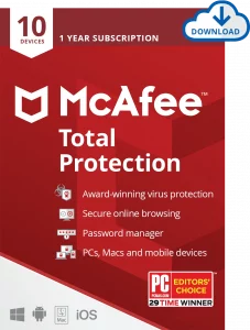 McAfee Total Protection מנוי שנתי ל-10 מכשירים