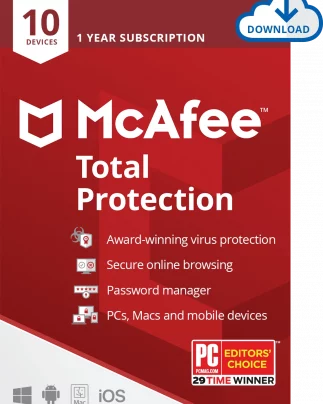 McAfee Total Protection מנוי שנתי ל-10 מכשירים