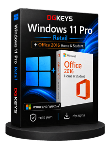 Windows 11 Pro Retail עם Office 2016 Home and Student