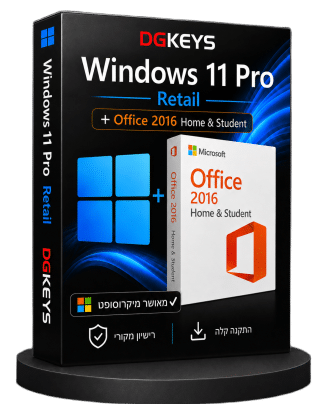 Windows 11 Pro Retail עם Office 2016 Home and Student